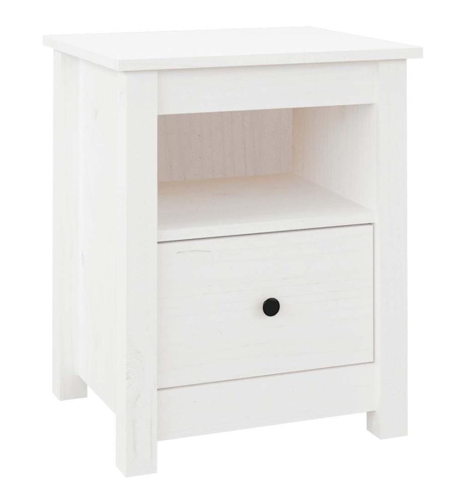 Table de chevet Blanc 40x35x49 cm Bois de pin massif