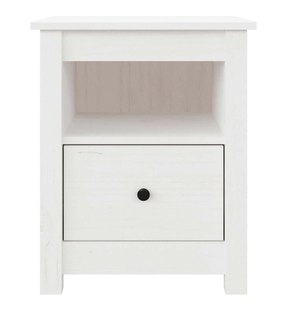 Table de chevet Blanc 40x35x49 cm Bois de pin massif