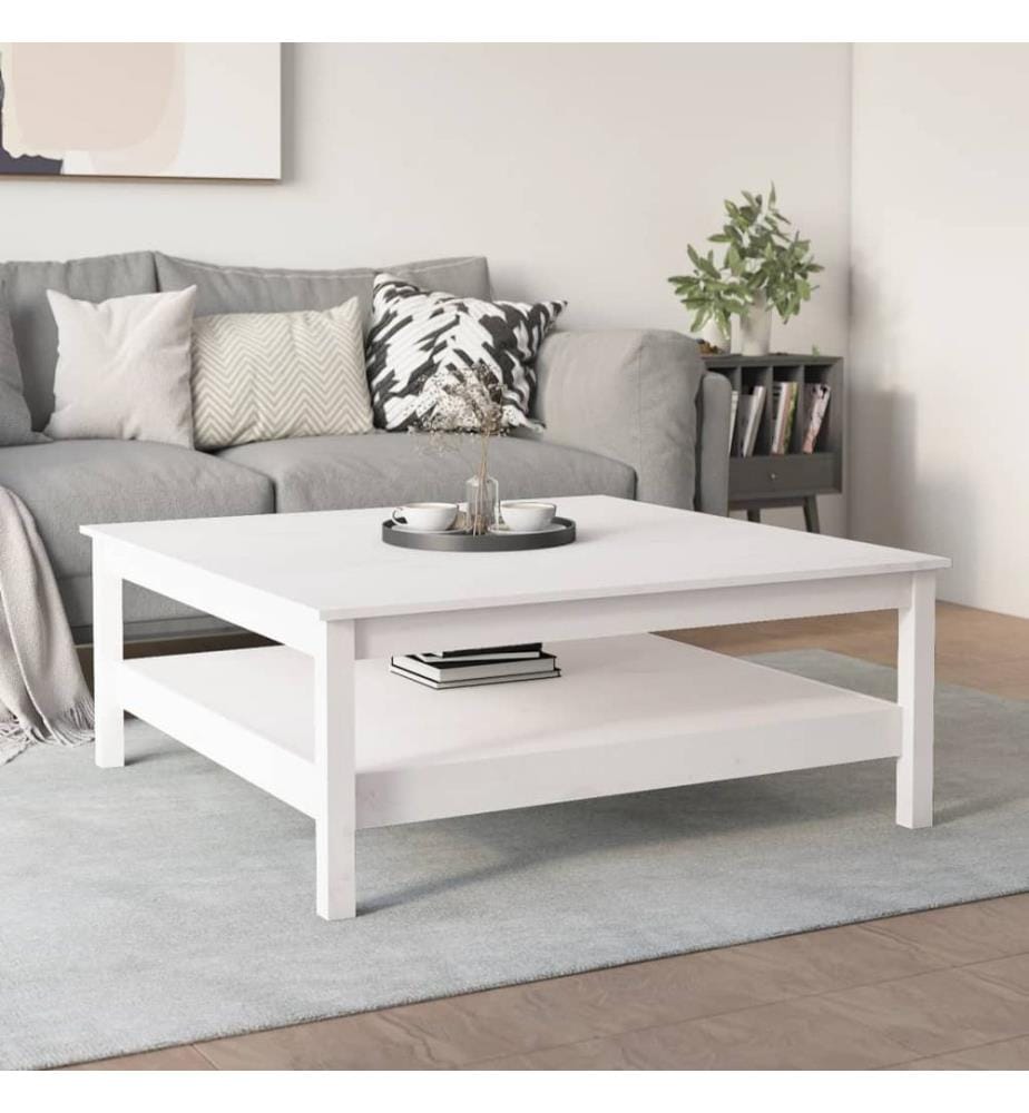 Table basse blanche 100 x 100 x 40 cm Bois de pin massif