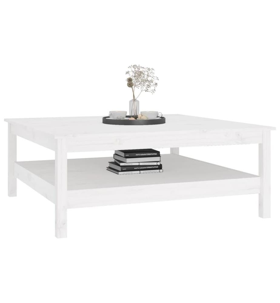 Table basse blanche 100 x 100 x 40 cm Bois de pin massif
