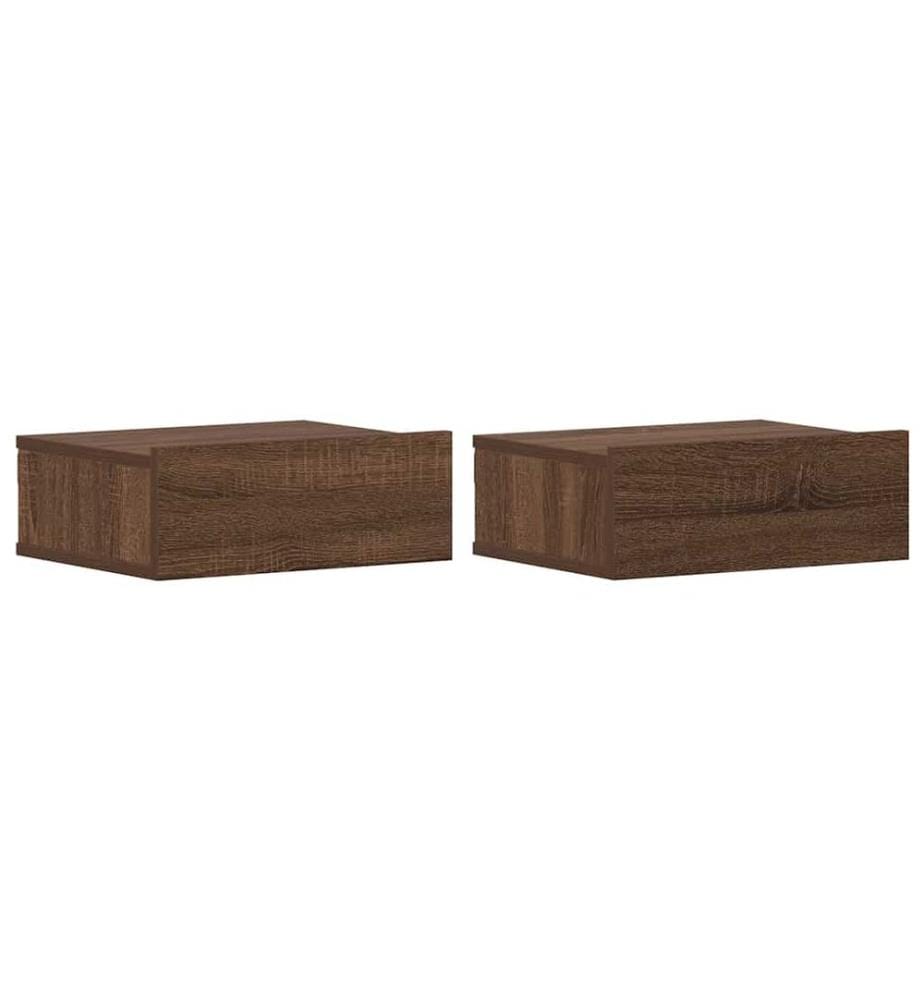 Tables de chevet flottantes 2 pcs Chêne marron 40x30x15 cm