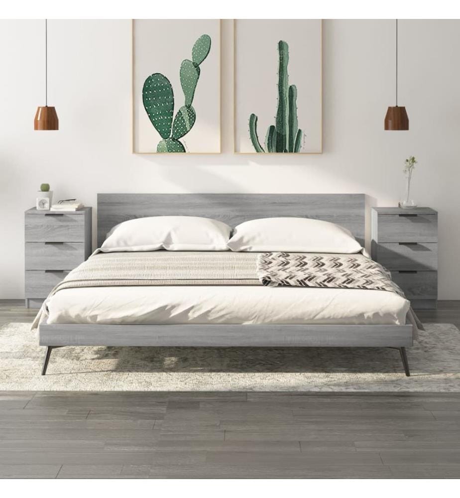 Nachttische 2 Stk. Grau Sonoma 40x36x65 cm