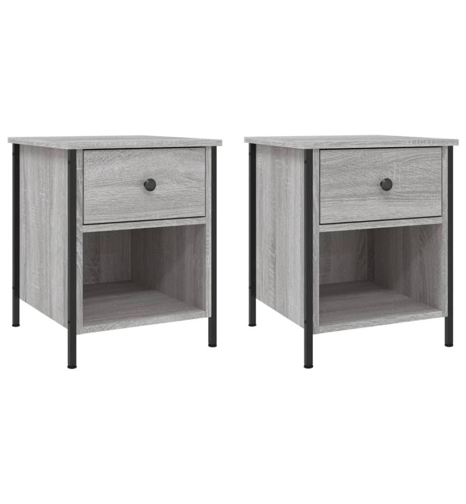 Nachttische 2 Stk. Grau Sonoma 40x42x50 cm Holzwerkstoff