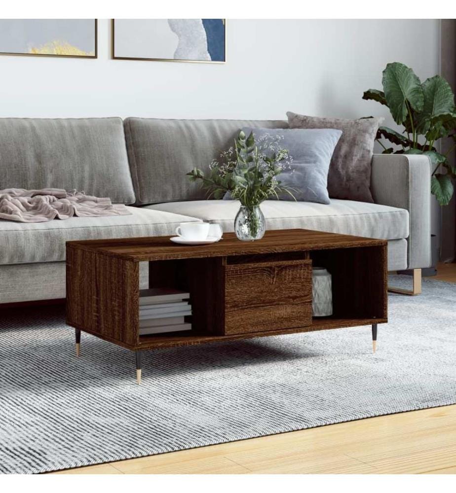 Couchtisch Braun Eichen-Optik 90x50x36,5 cm Holzwerkstoff