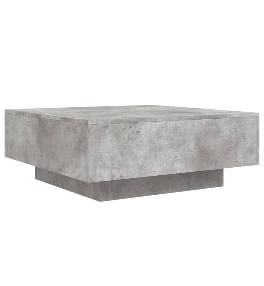 Table basse avec lumières LED gris béton 80x80x31 cm