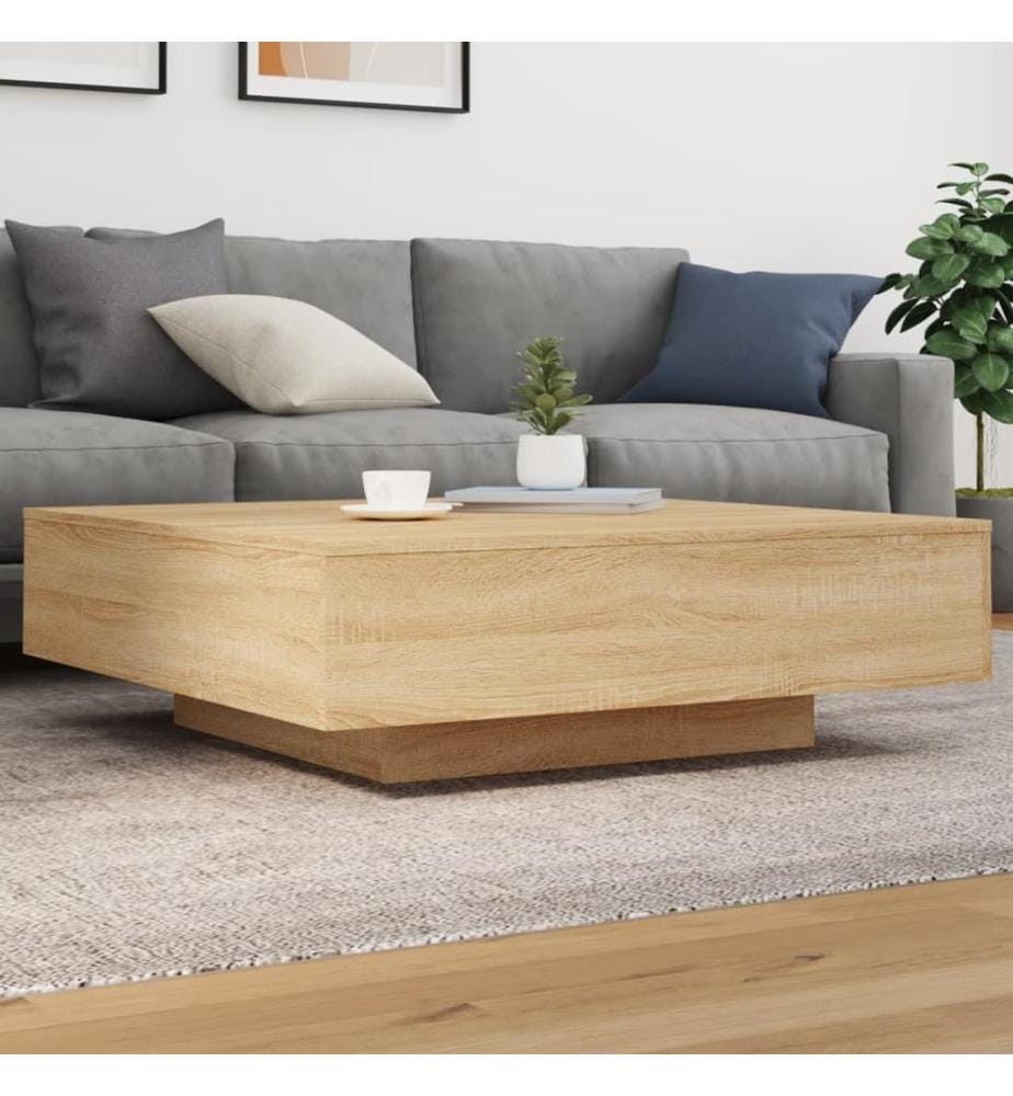 Couchtisch mit LED-Leuchten Sonoma-Eiche 100x100x31 cm