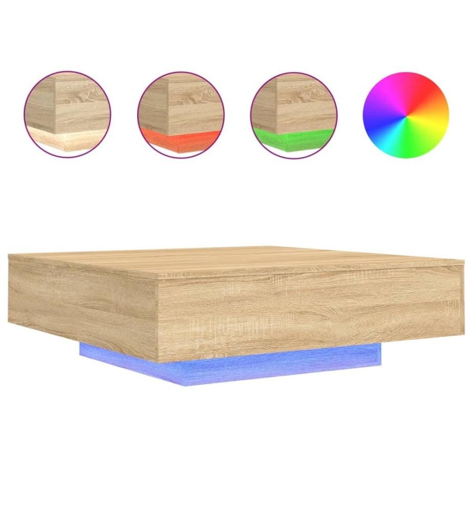 Couchtisch mit LED-Leuchten Sonoma-Eiche 100x100x31 cm