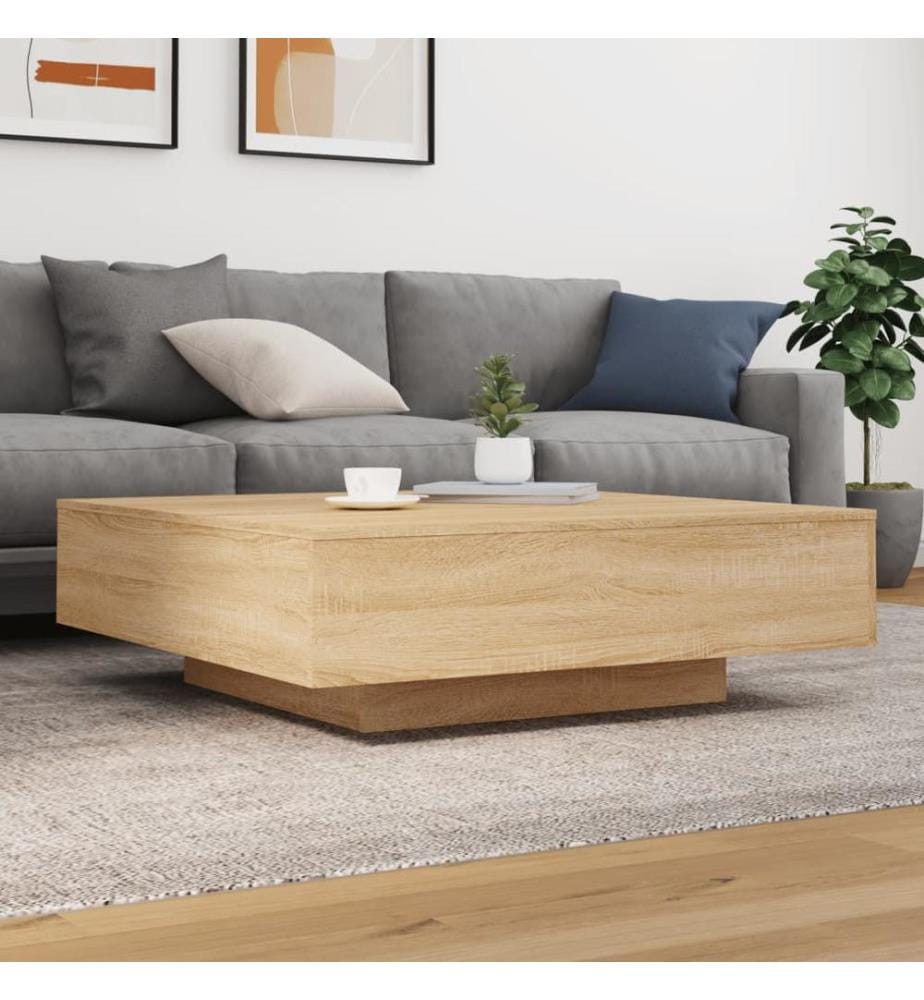 Couchtisch mit LED-Leuchten Sonoma-Eiche 100x100x31 cm