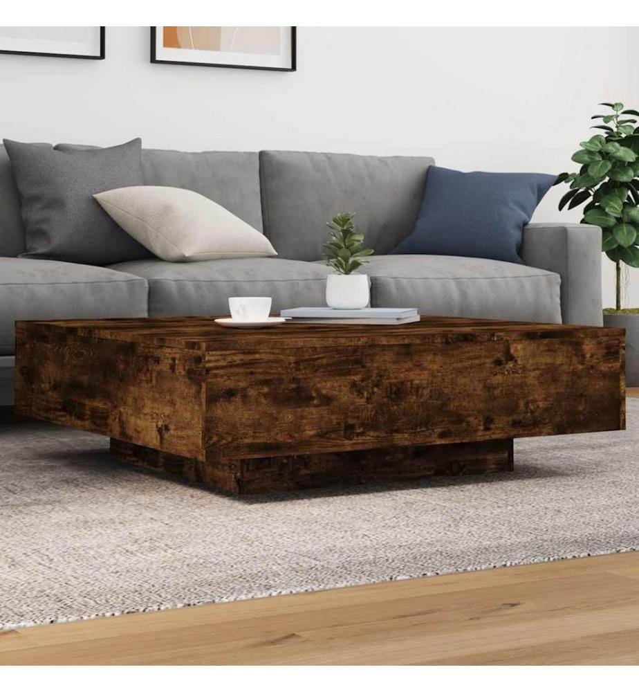 Couchtisch mit LED-Leuchten Räuchereiche 100x100x31 cm