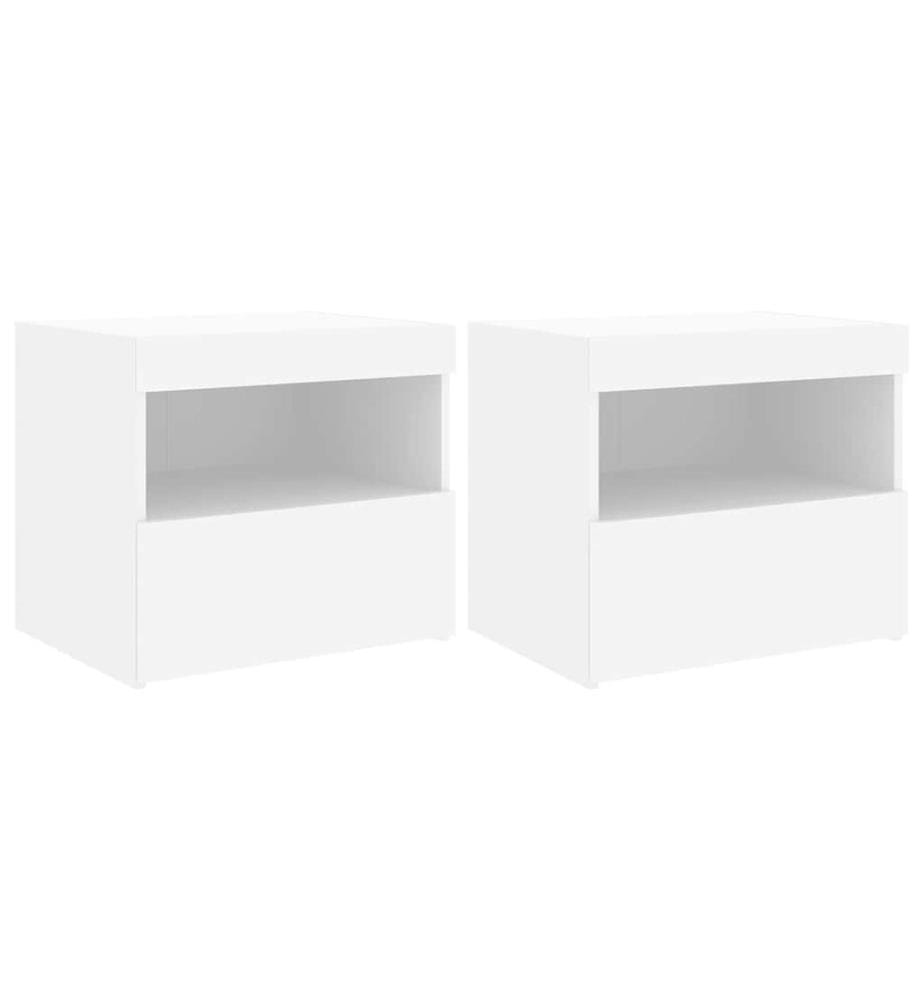 Nachttische mit LED-Leuchten 2 Stk. Weiss 50x40x45 cm