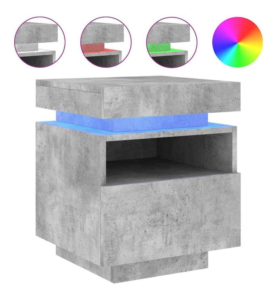Nachttisch mit LED-Leuchten Betongrau 40x39x48,5 cm