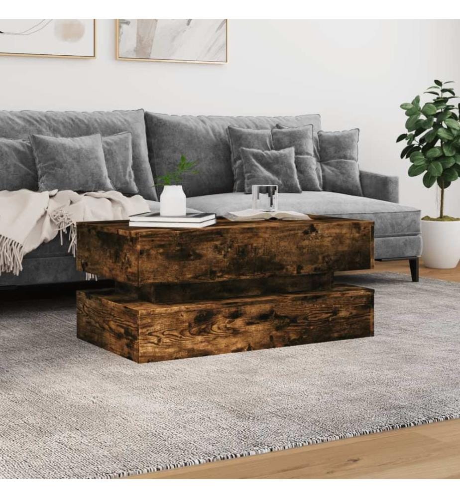 Couchtisch mit LED-Leuchten Räuchereiche 90x50x40 cm