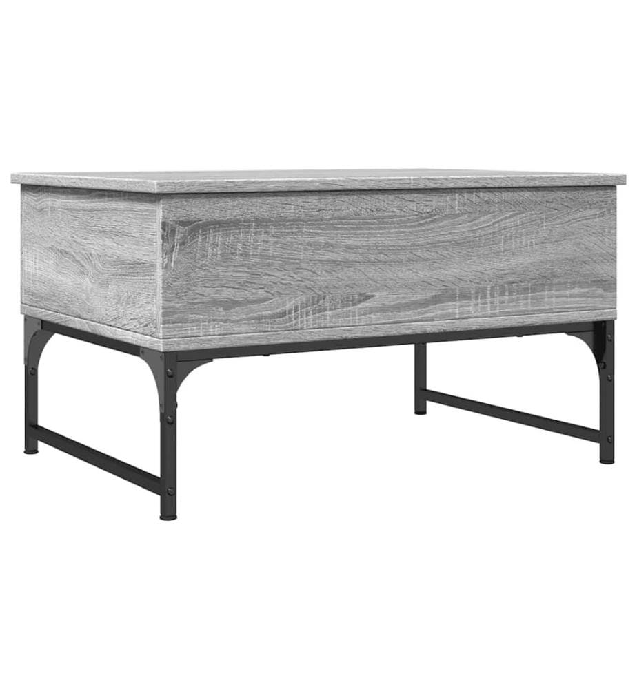 Table basse sonoma gris 70x50x40 cm bois d'ingénierie et métal