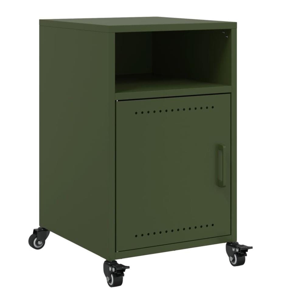 Table de chevet vert olive 36x39x59 cm acier