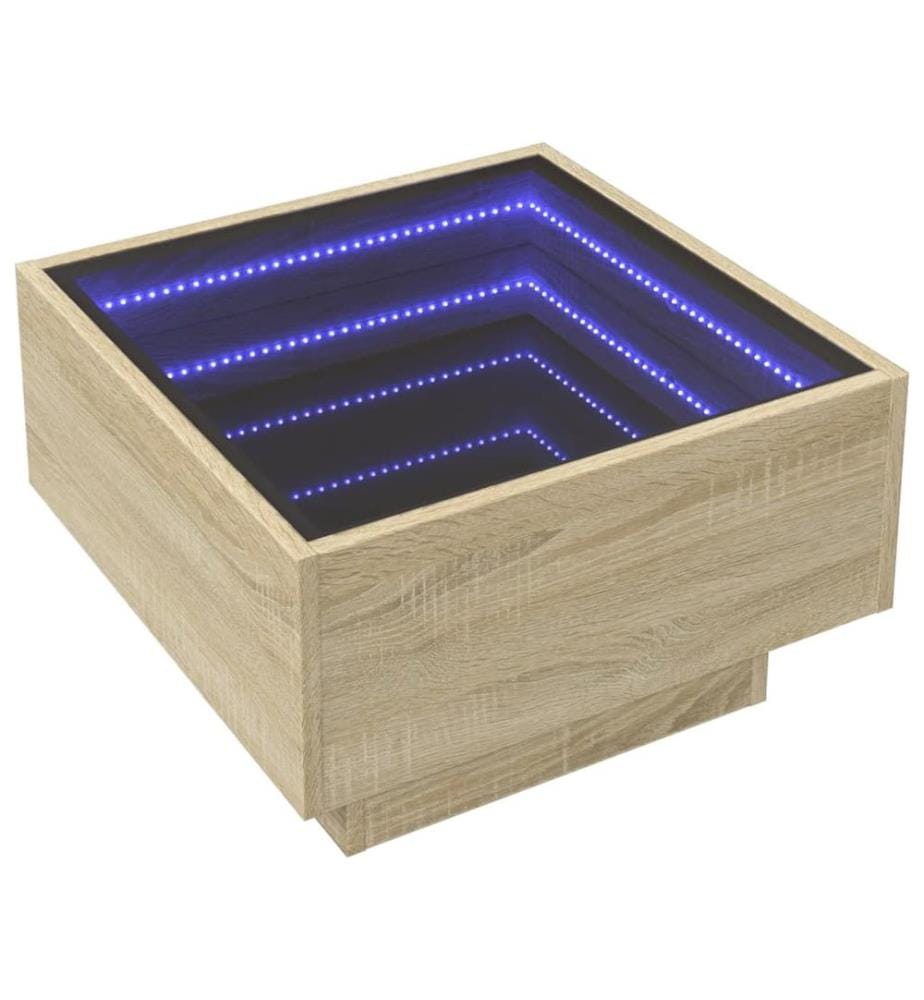Table basse avec LED chêne sonoma 50x50x30 cm bois d'ingénierie