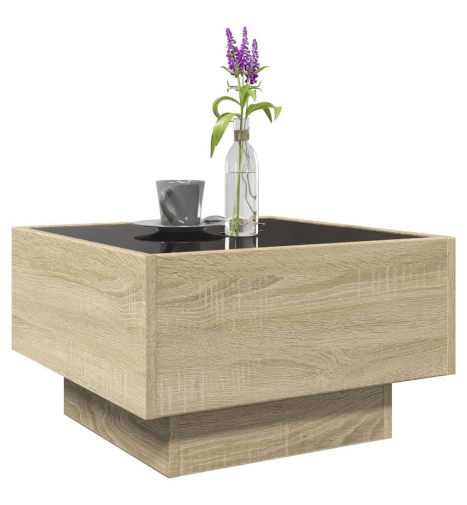 Table basse avec LED chêne sonoma 50x50x30 cm bois d'ingénierie