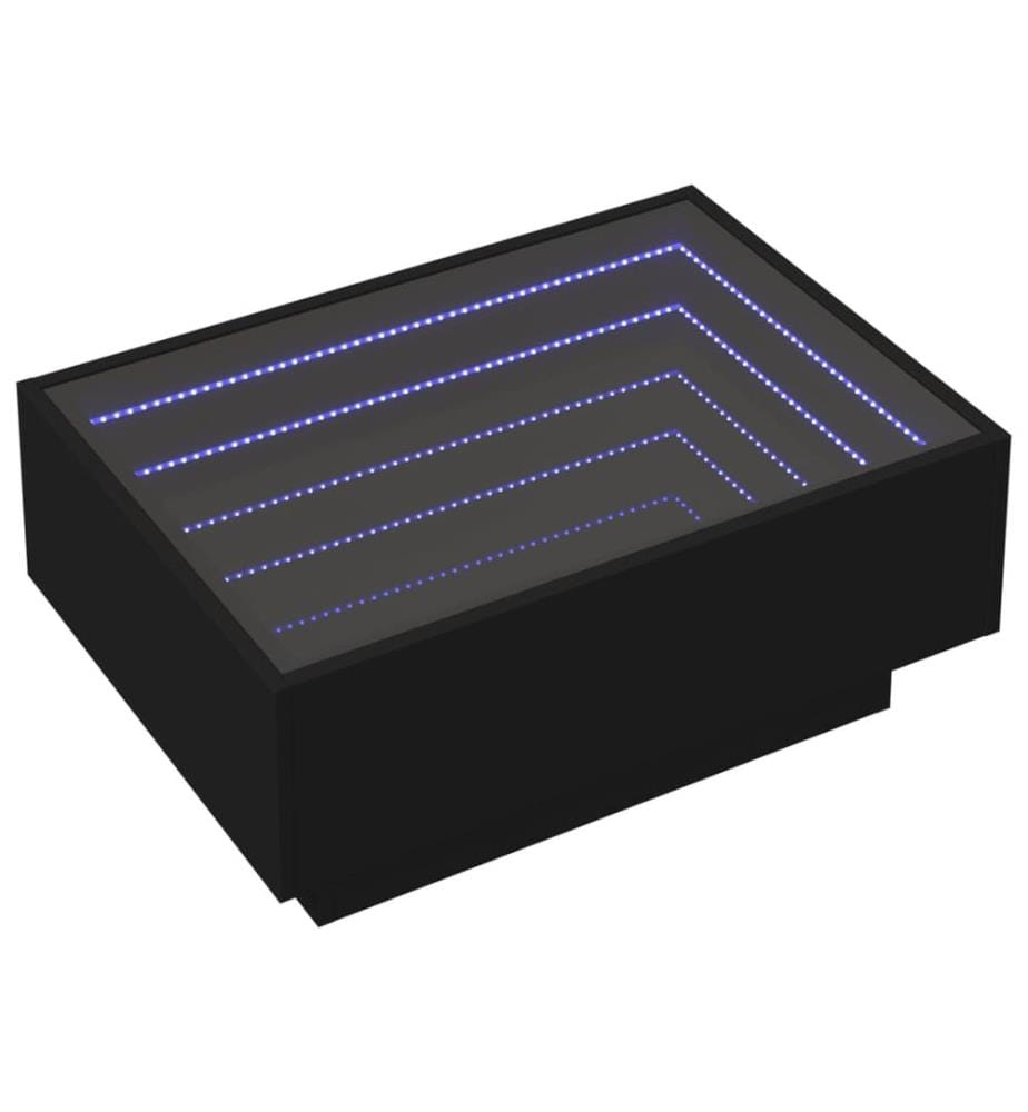 Table basse avec LED noir 70x50x30 cm bois d'ingénierie