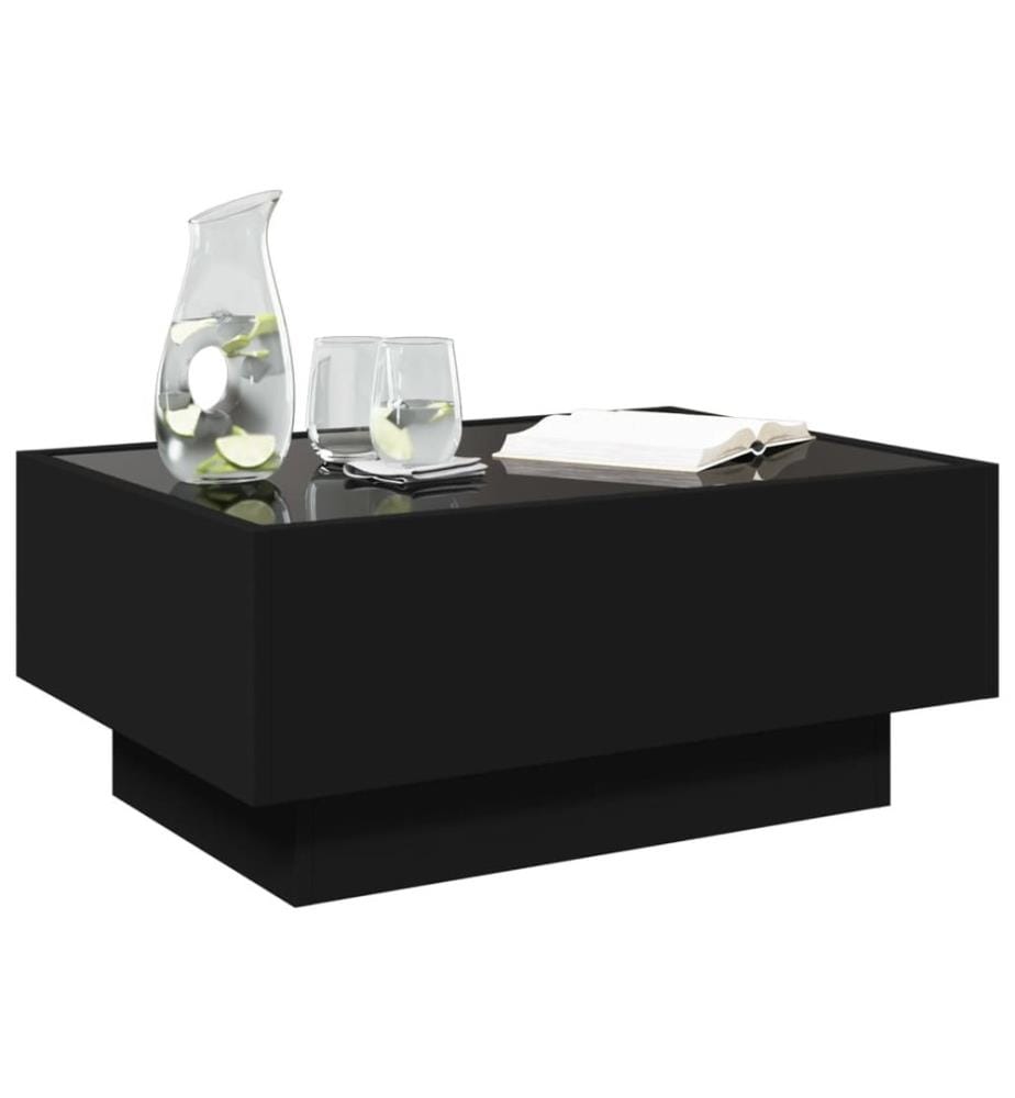Table basse avec LED noir 70x50x30 cm bois d'ingénierie