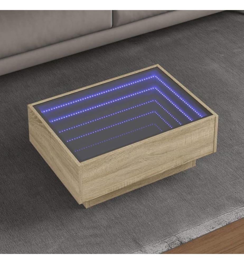 Table basse avec LED chêne sonoma 70x50x30 cm bois d'ingénierie