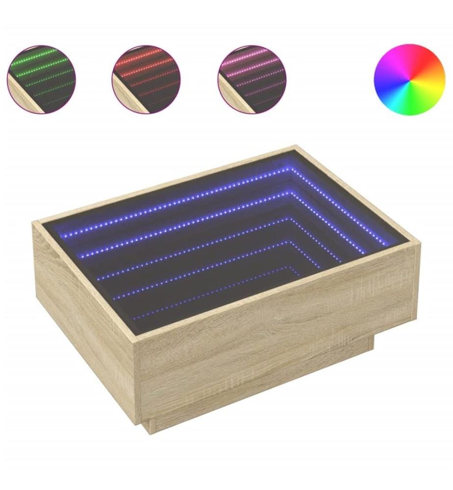 Table basse avec LED chêne sonoma 70x50x30 cm bois d'ingénierie