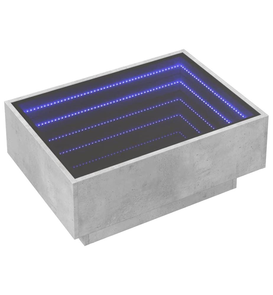 Table basse avec LED gris béton 70x50x30 cm bois d'ingénierie