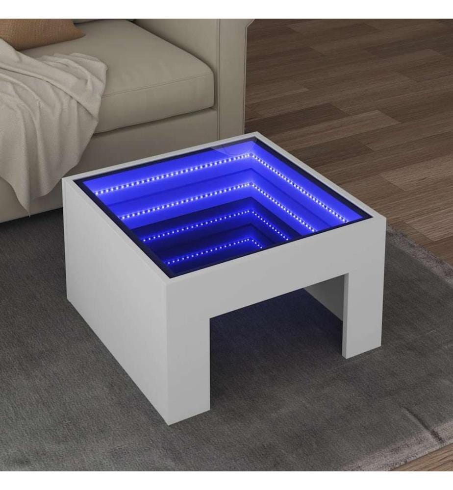 Table basse avec LED infini blanc 50x50x30 cm
