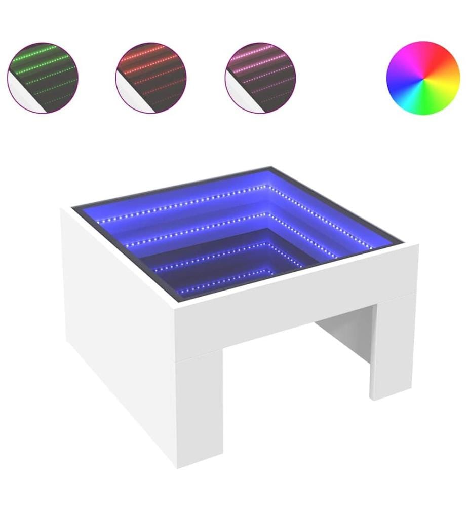 Table basse avec LED infini blanc 50x50x30 cm