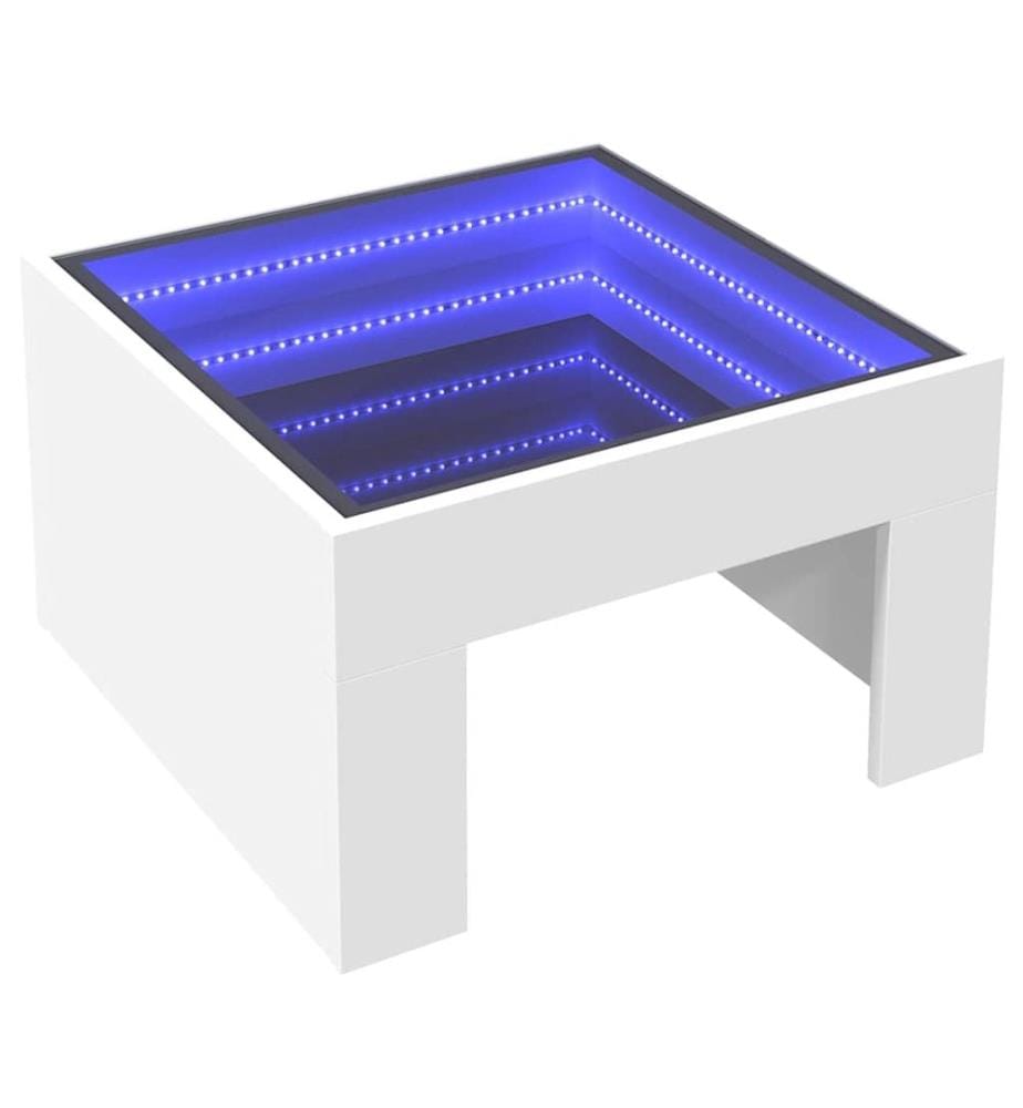 Table basse avec LED infini blanc 50x50x30 cm