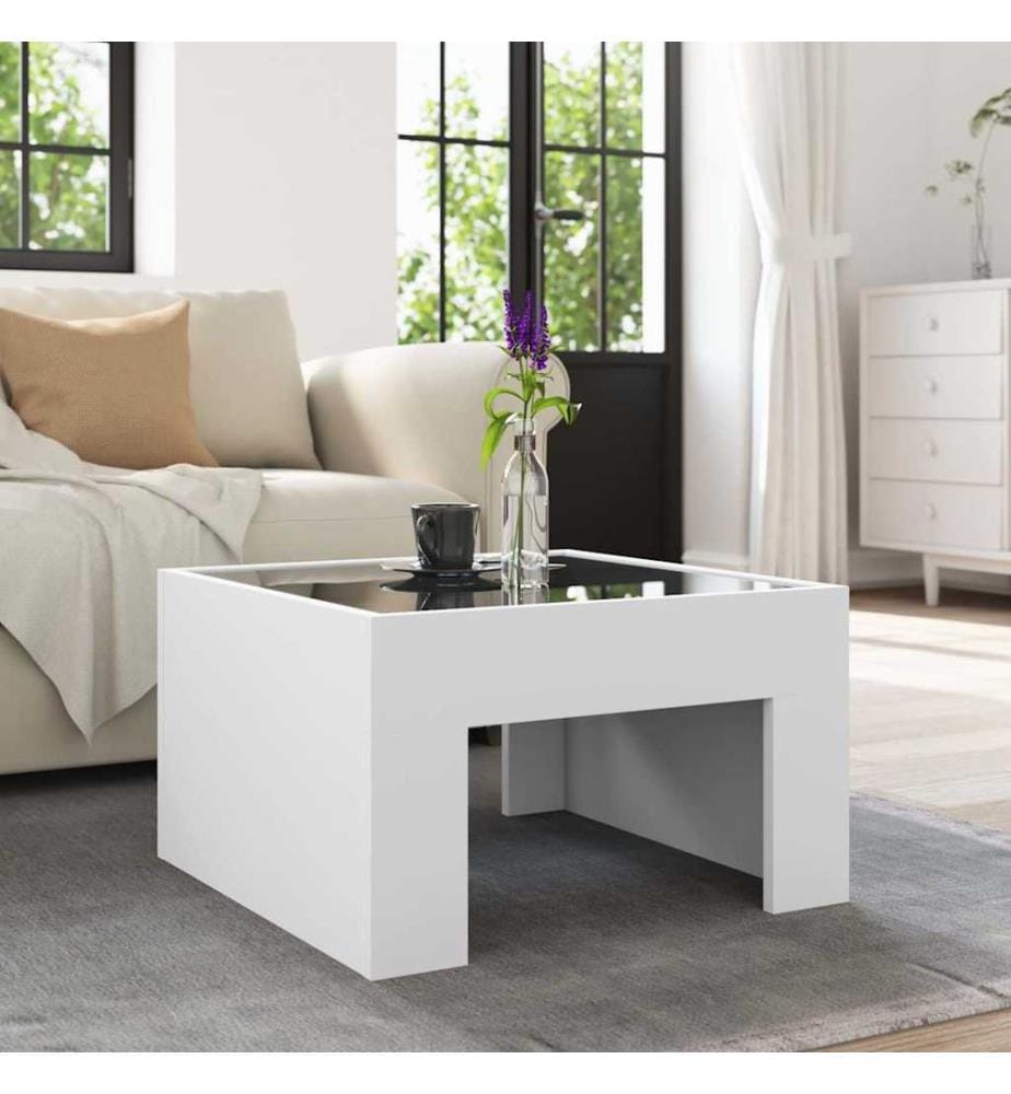 Table basse avec LED infini blanc 50x50x30 cm
