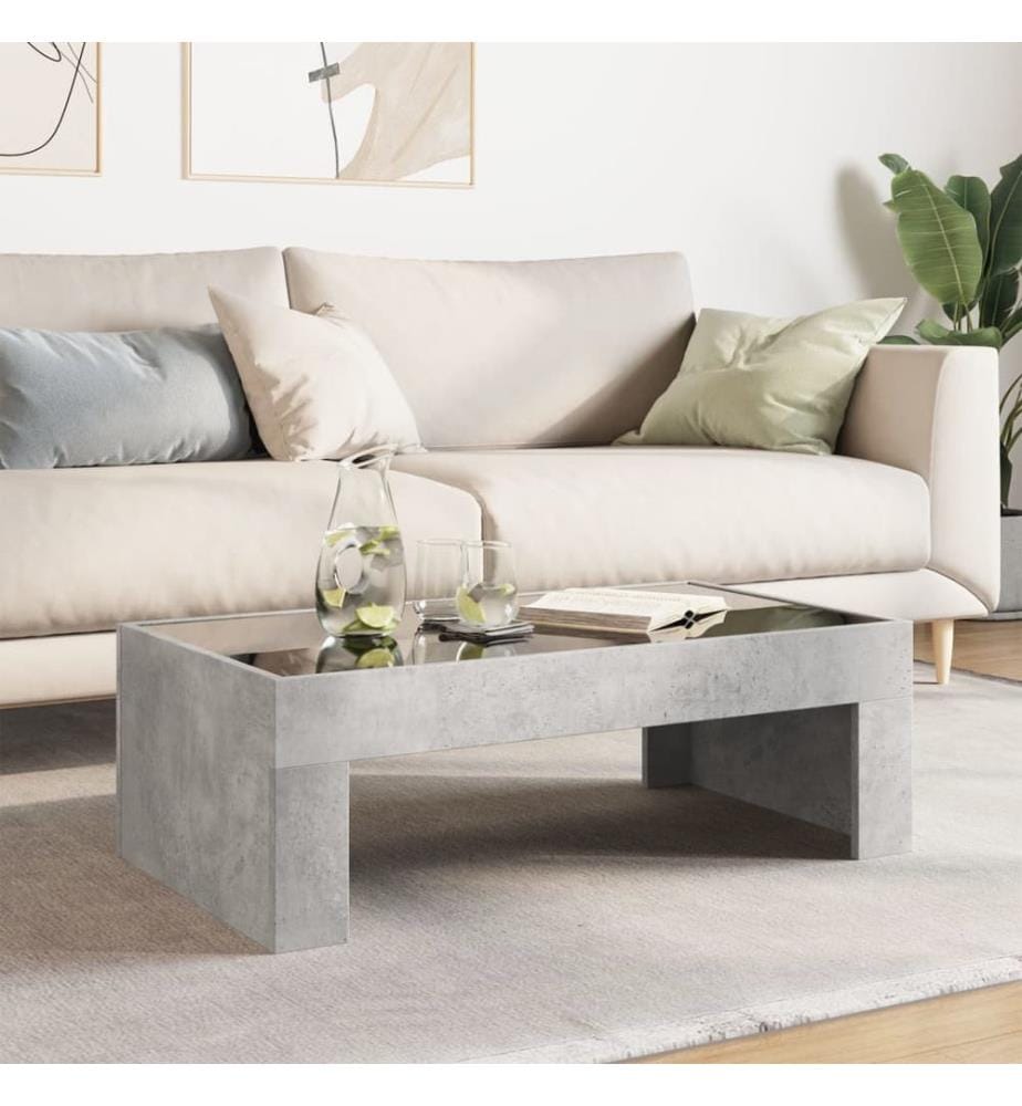 Table basse avec LED infini gris béton 90x50x30 cm