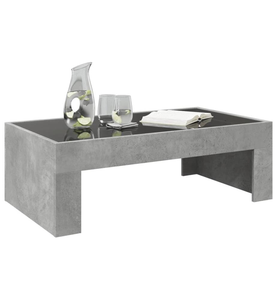 Table basse avec LED infini gris béton 90x50x30 cm