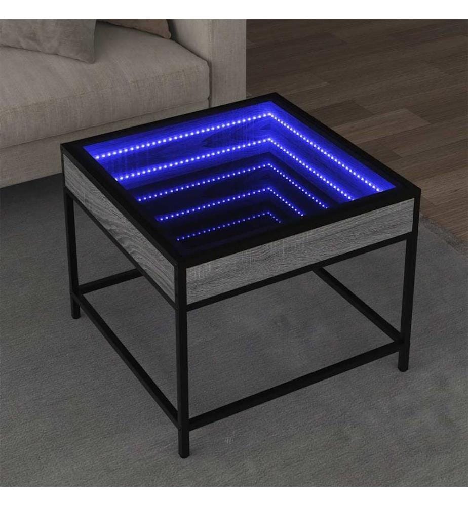 Table basse avec LED Infinity sonoma gris 50x50x41 cm