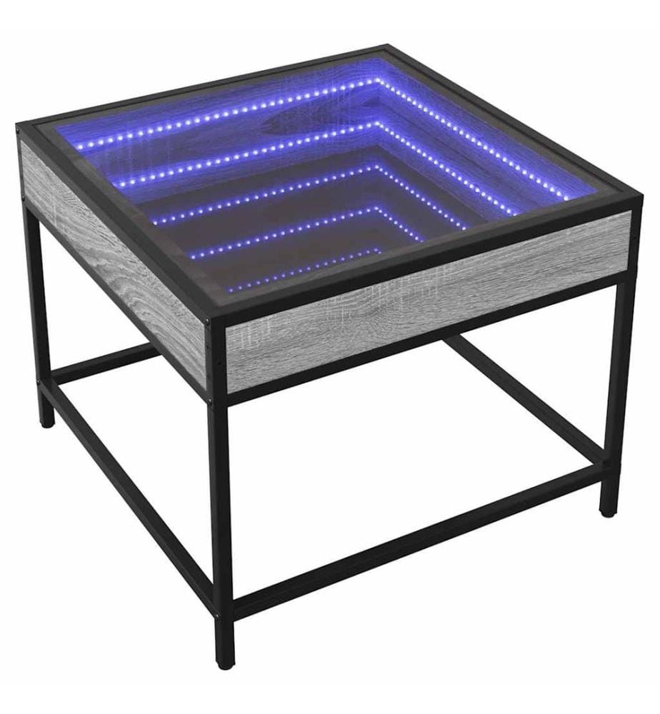 Table basse avec LED Infinity sonoma gris 50x50x41 cm