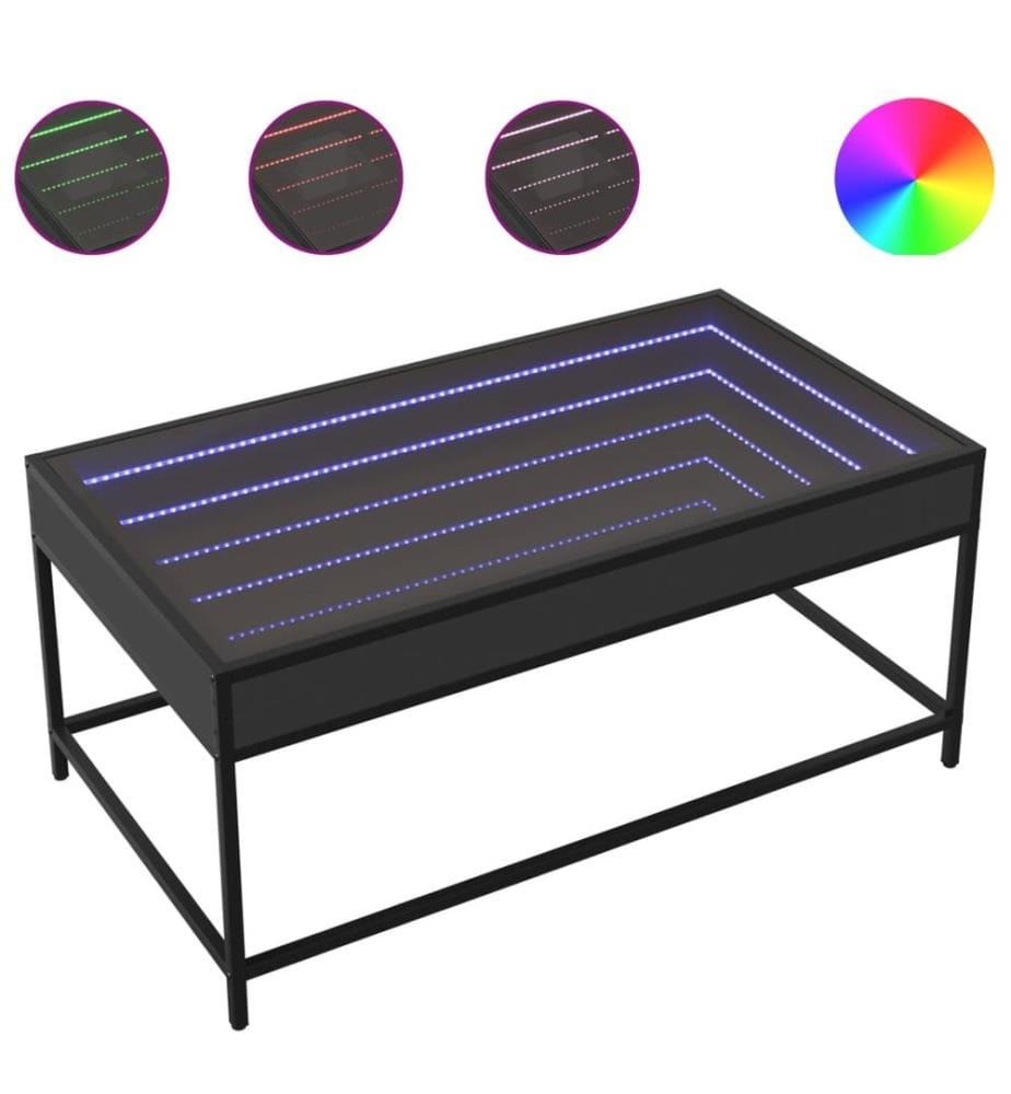 Couchtisch mit Infinity-LED Schwarz 90x50x41 cm