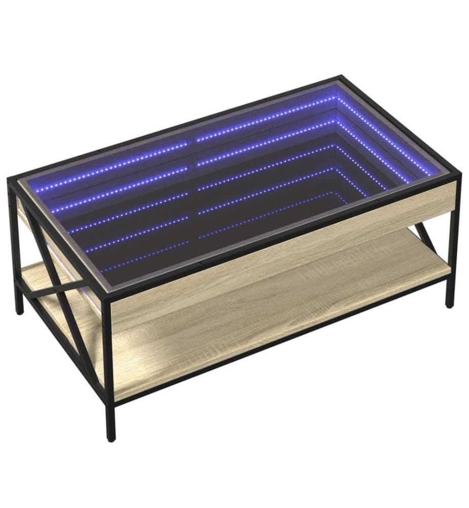 Table basse avec LED infini chêne sonoma 90x50x38 cm