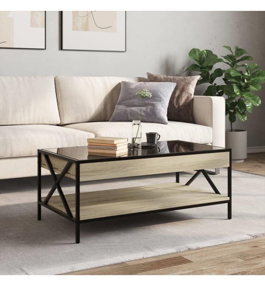 Table basse avec LED infini chêne sonoma 90x50x38 cm