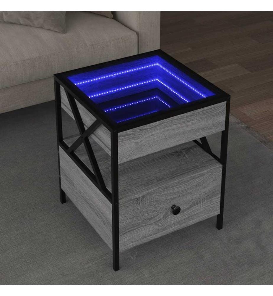 Table basse avec LED Infinity sonoma gris 40x40x51 cm