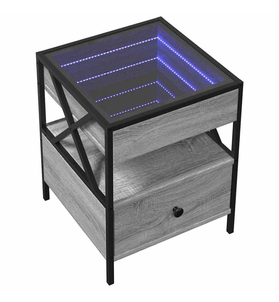Table basse avec LED Infinity sonoma gris 40x40x51 cm