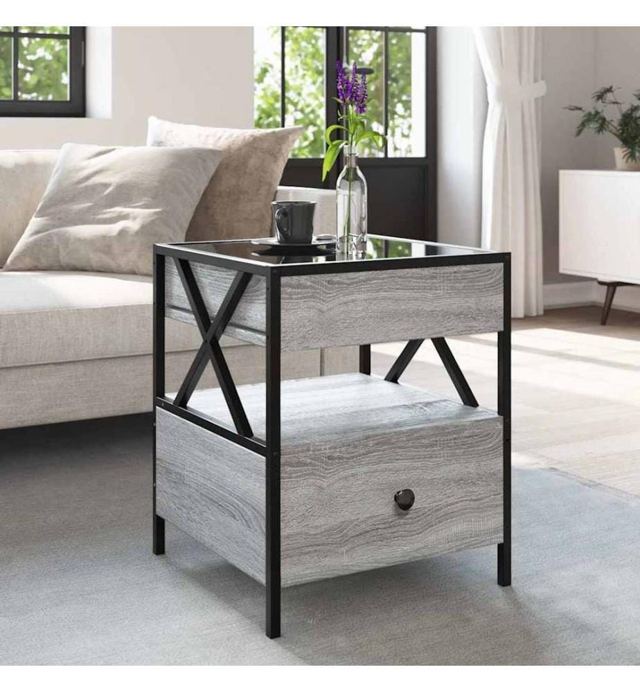 Table basse avec LED Infinity sonoma gris 40x40x51 cm