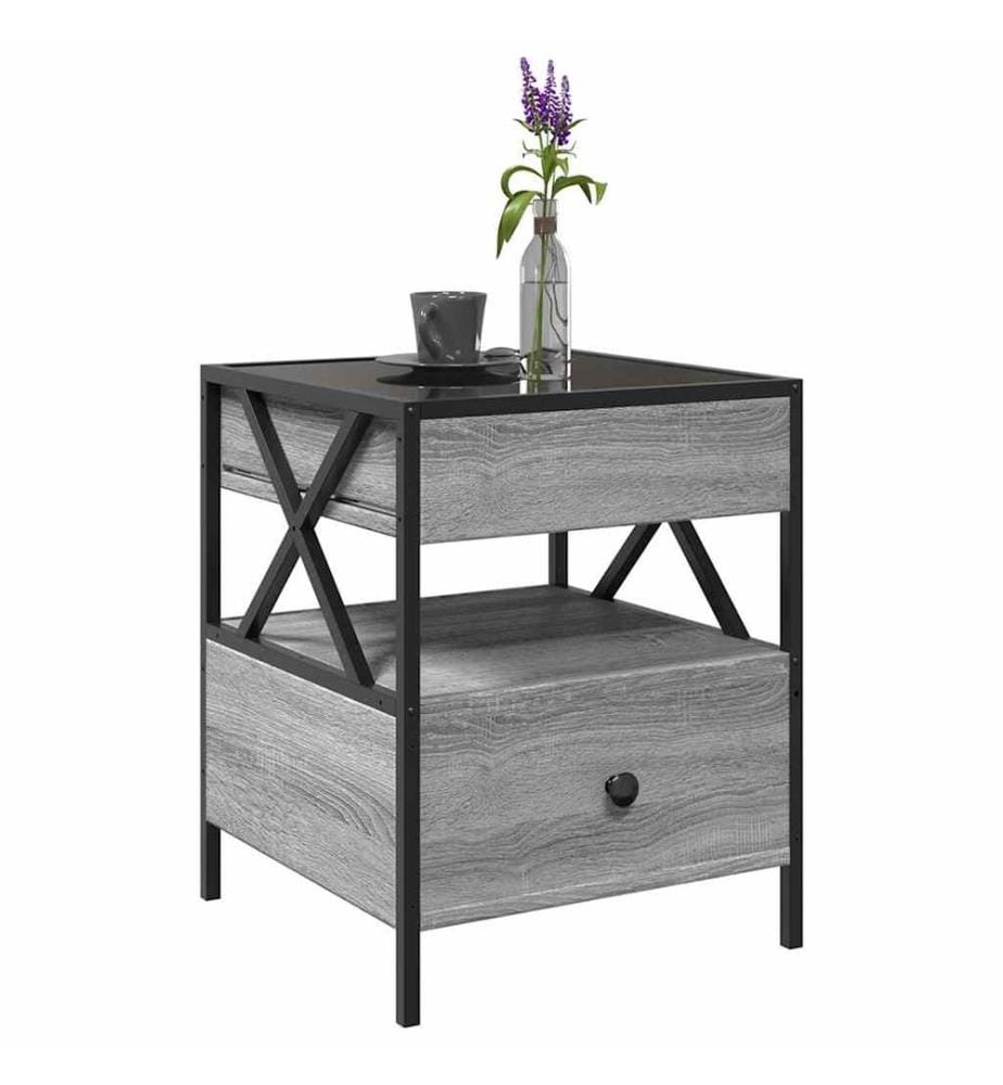Table basse avec LED Infinity sonoma gris 40x40x51 cm