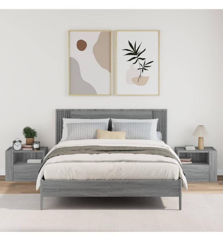 Wand-Nachttische 2 Stk. Grau Sonoma 45x30x35 cm