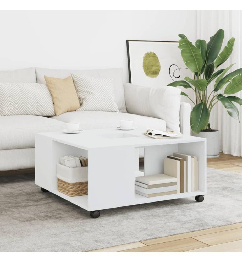 Table basse blanc 80x80x40 cm bois d'ingénierie