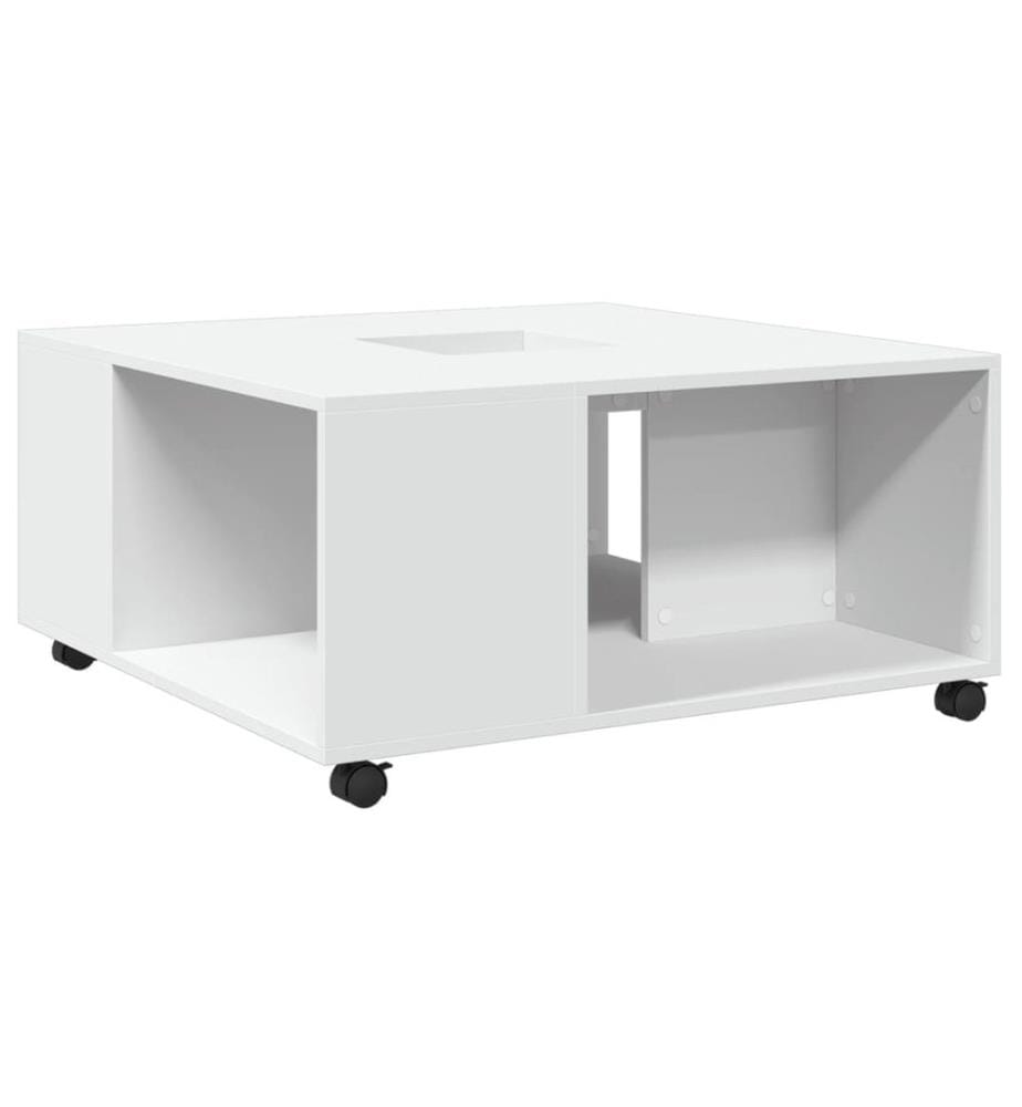 Table basse blanc 80x80x40 cm bois d'ingénierie