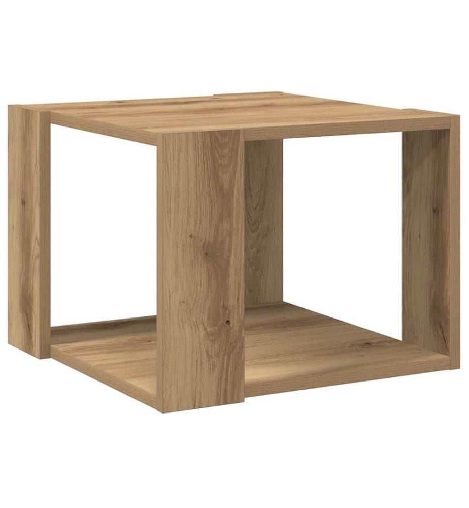 Table basse chêne artisanal 40x40x30 cm bois d'ingénierie