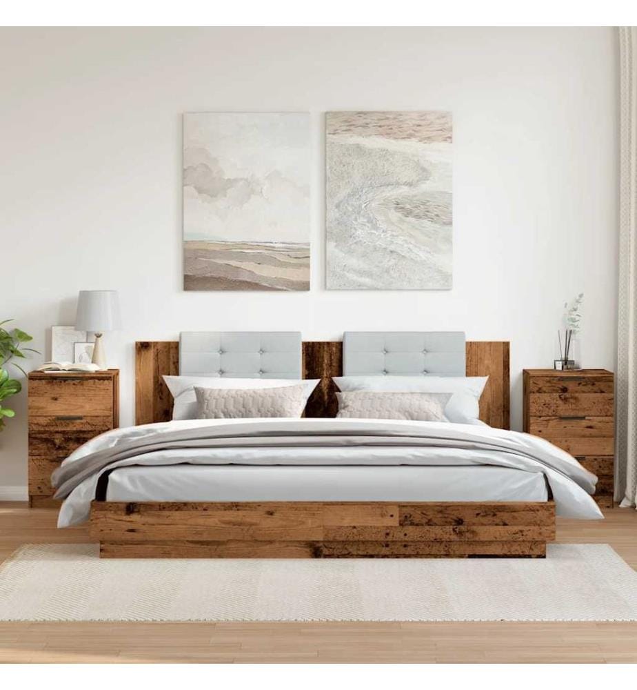 Nachttische 2 Stk. Altholz-Optik 40x36x65 cm Holzwerkstoff