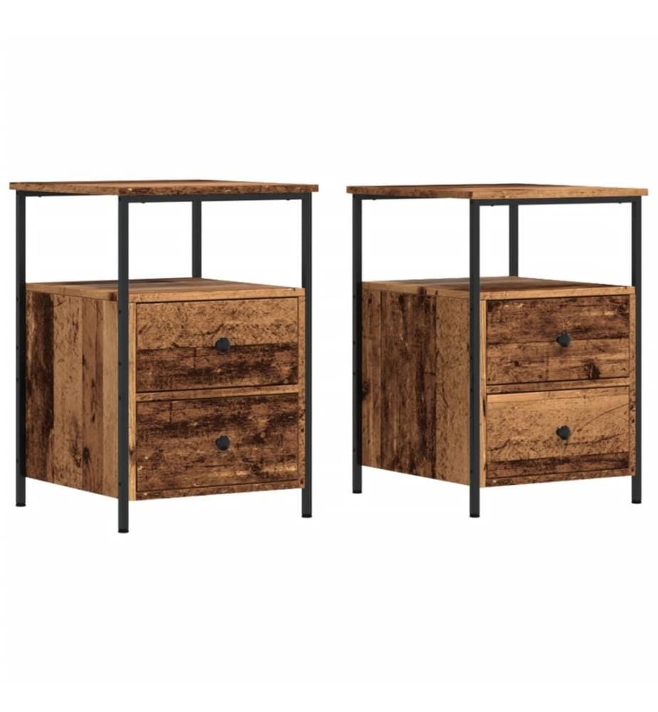Nachttische 2 Stk. Altholz-Optik 34x35,5x50 cm Holzwerkstoff