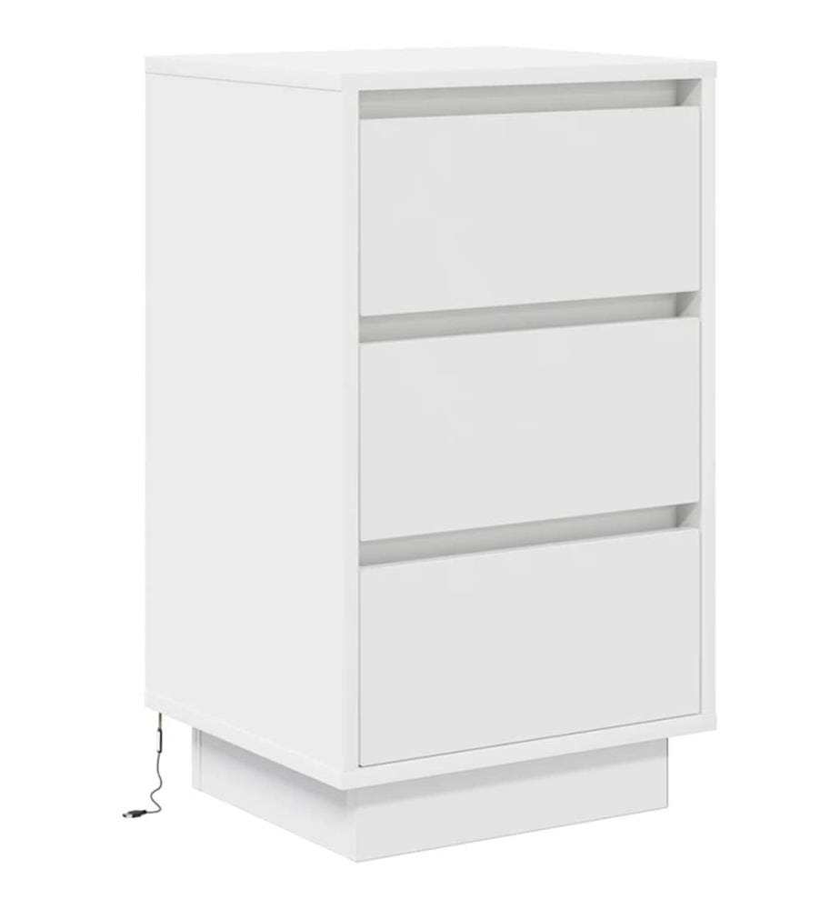 Nachttisch mit LED-Leuchten Weiss 38x34x65 cm