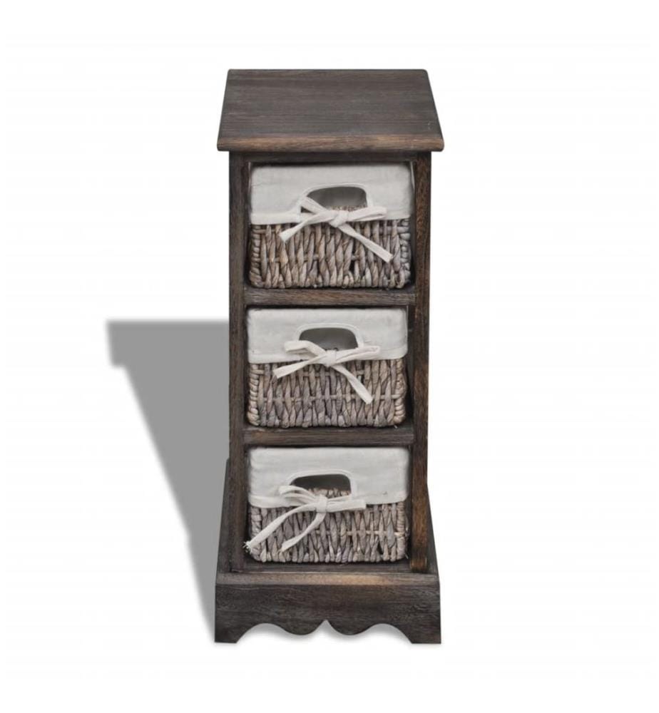 Korbregal Holz mit 3 Körben Braun
