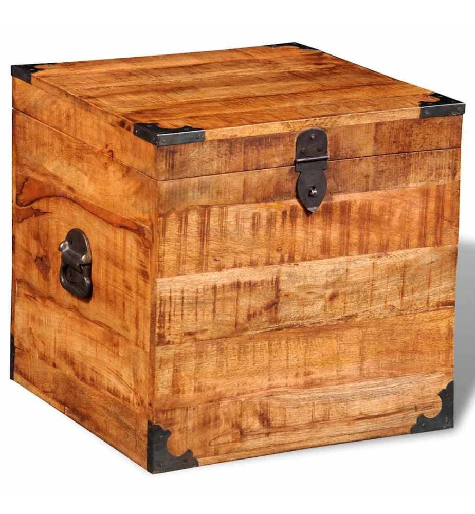 Truhe Würfelform Raues Mangoholz