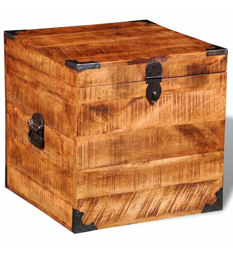 Truhe Würfelform Raues Mangoholz